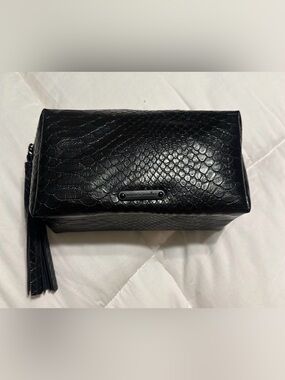 Rebecca Minkoff Black Snake-Embossed cosmetic bag